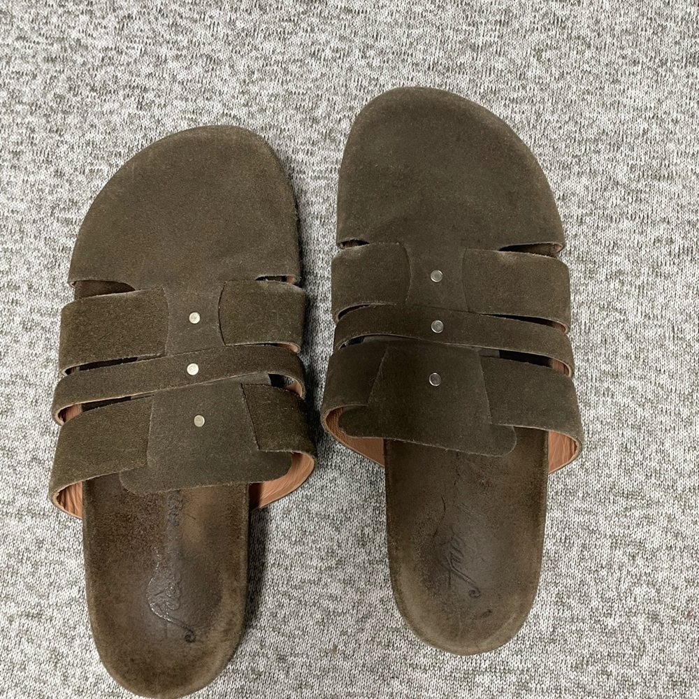 Free People Brown Suede Slide Sandals